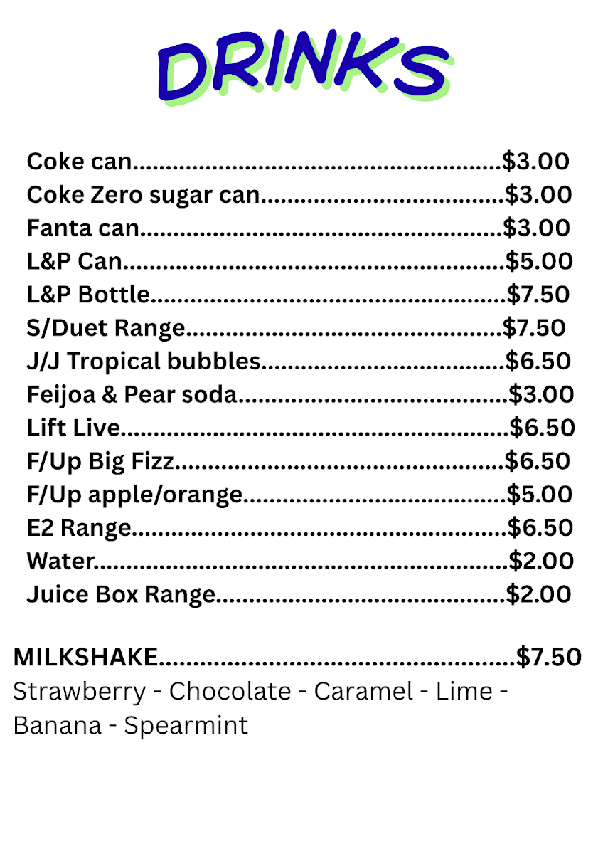 Menu, A1 Blue Bay Fish n Chips
