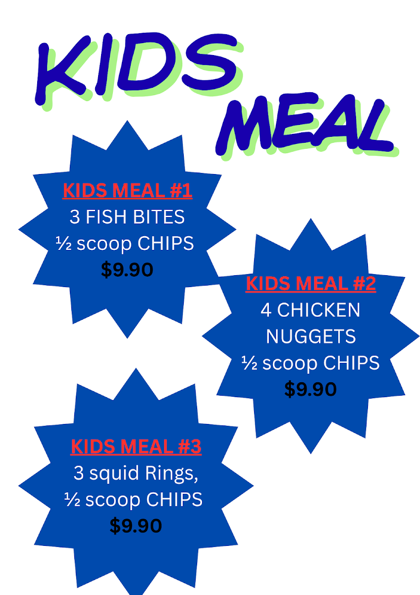 Menu, A1 Blue Bay Fish n Chips