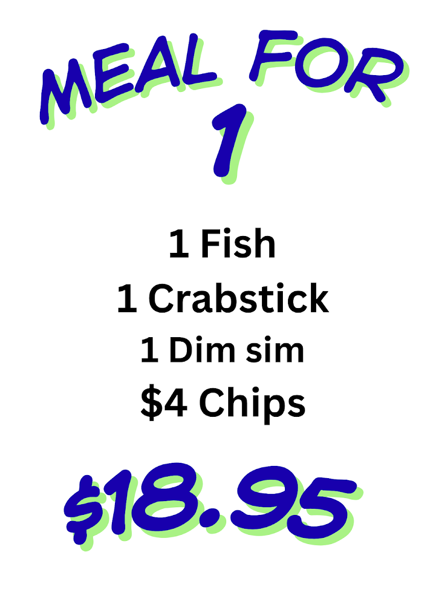 Menu, A1 Blue Bay Fish n Chips