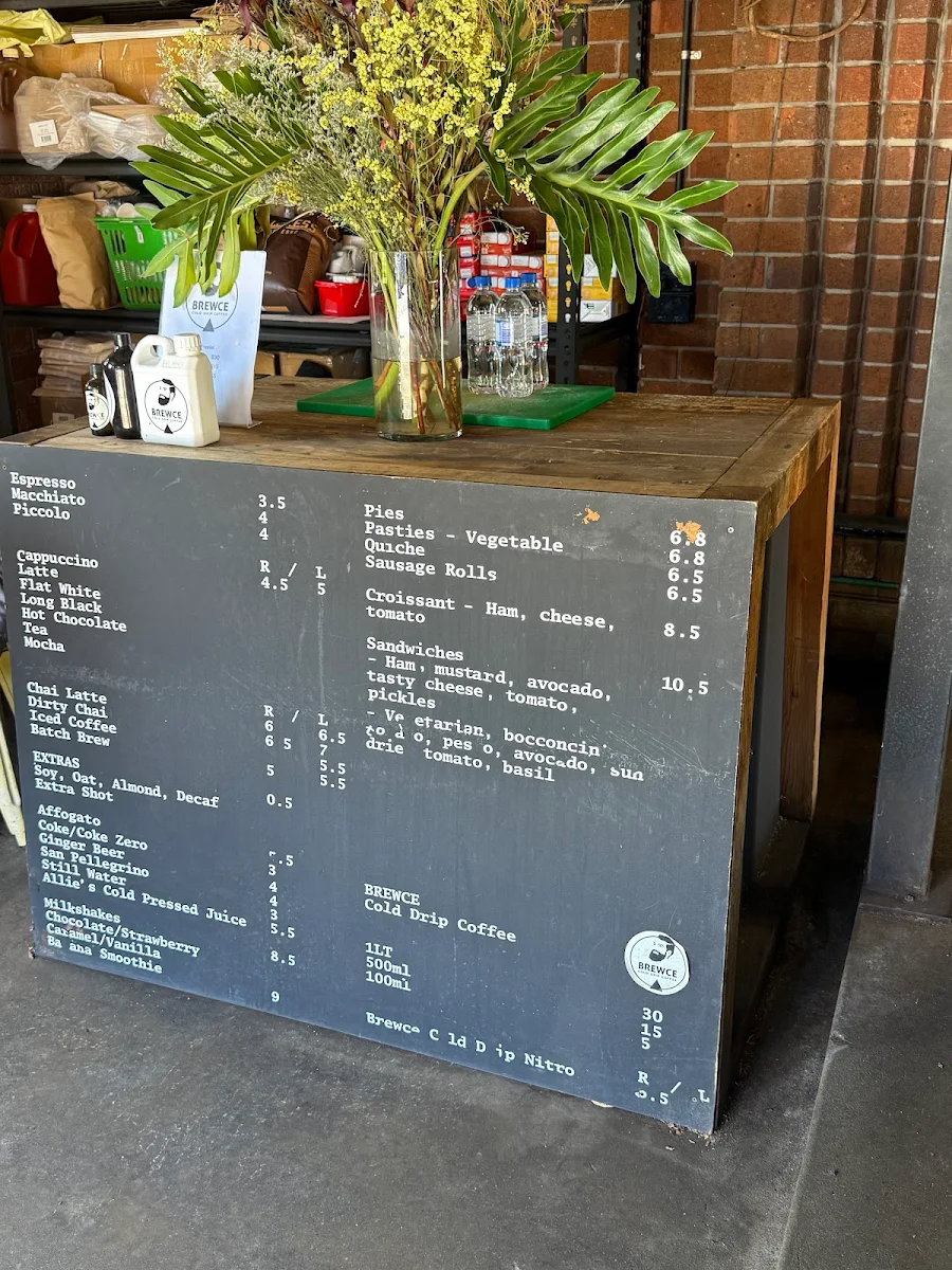 Menu, Old Garage Espresso