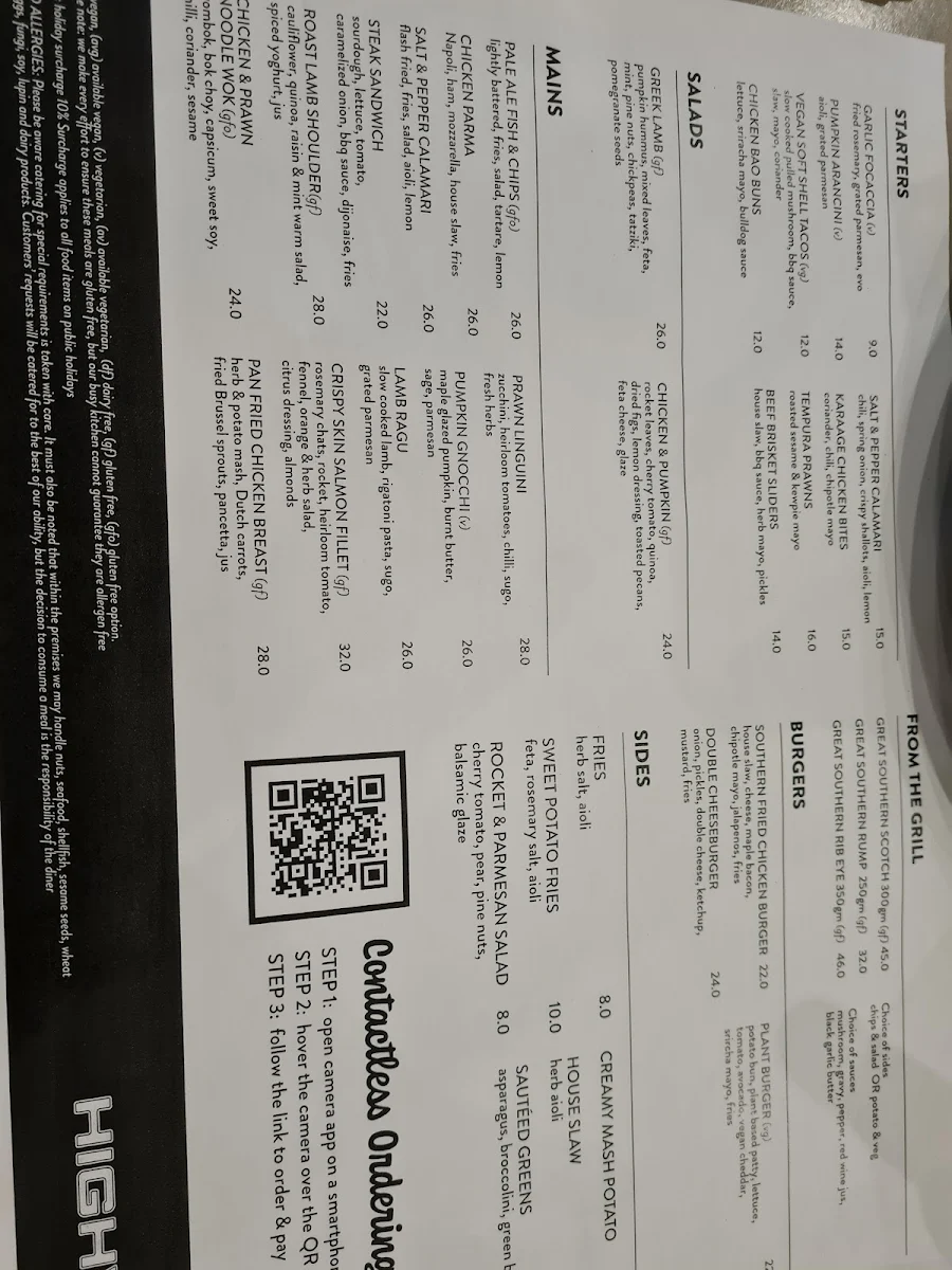 Menu, Highways