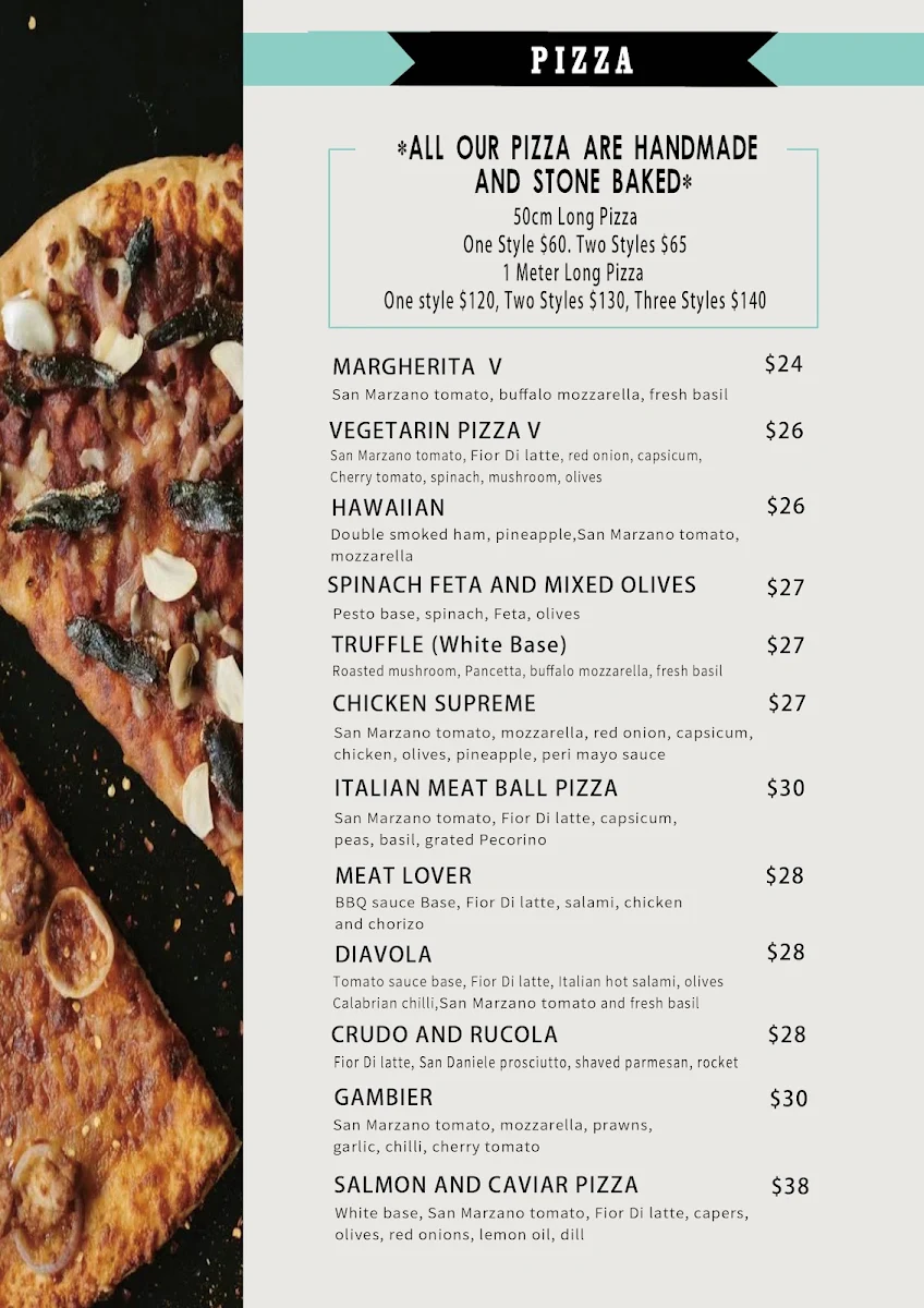 Menu, Uliveto Sydney Italian Restaurant