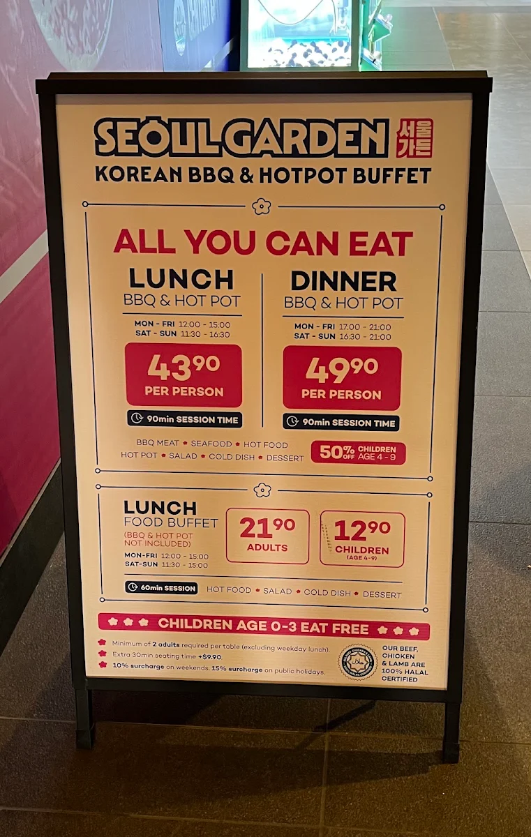 Menu, Seoul Garden Korean BBQ & Hot Pot Buffet - Glen Waverley