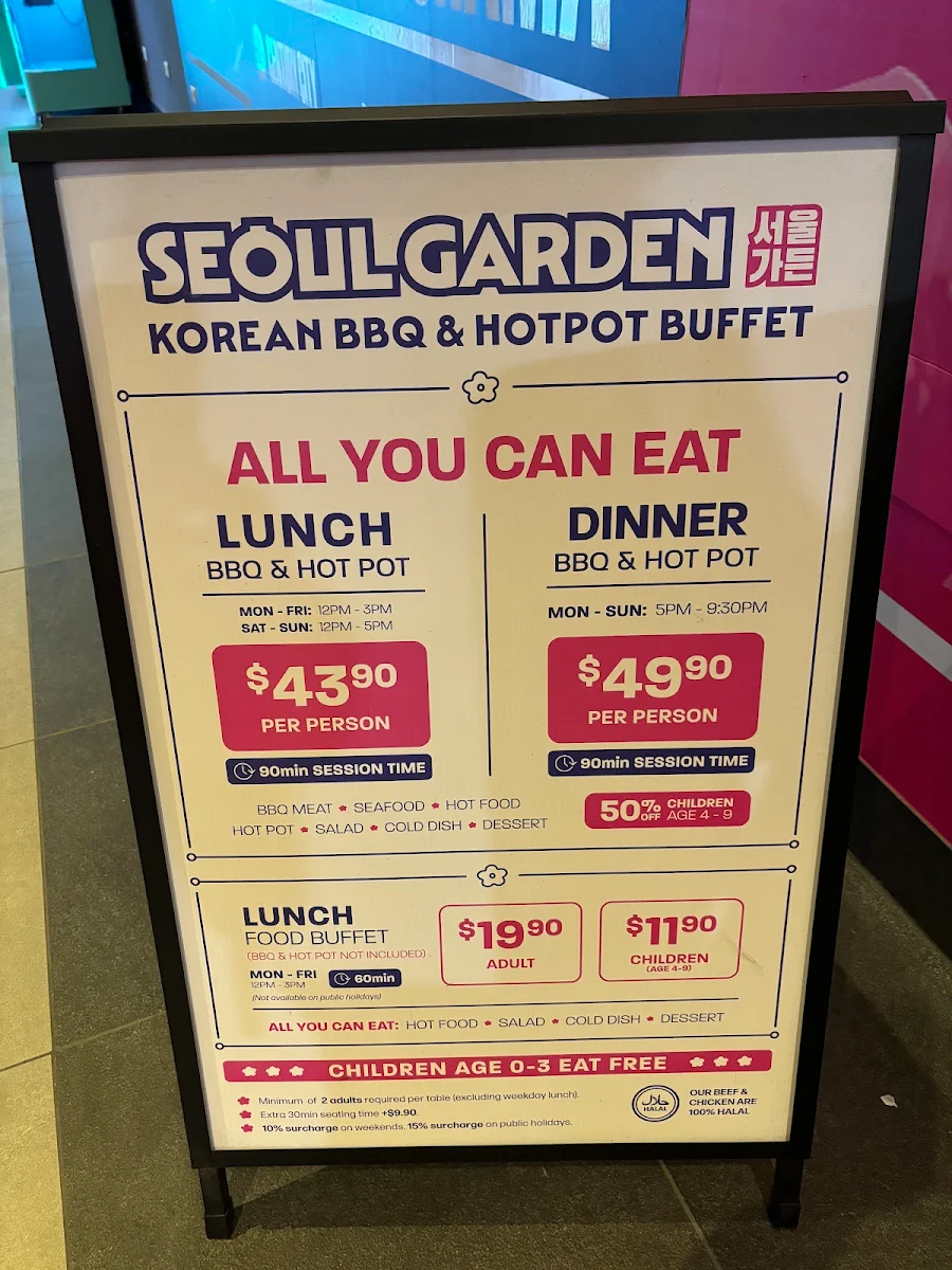 Menu, Seoul Garden Korean BBQ & Hot Pot Buffet - Glen Waverley