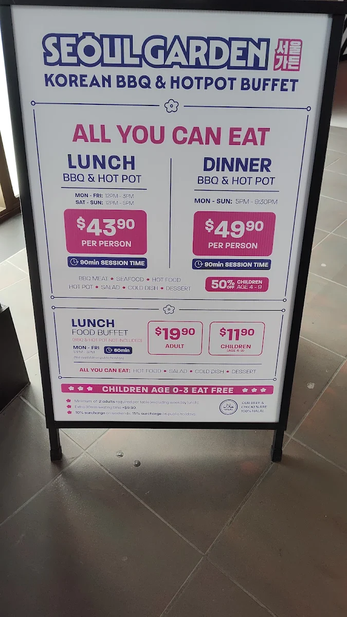Menu, Seoul Garden Korean BBQ & Hot Pot Buffet - Glen Waverley
