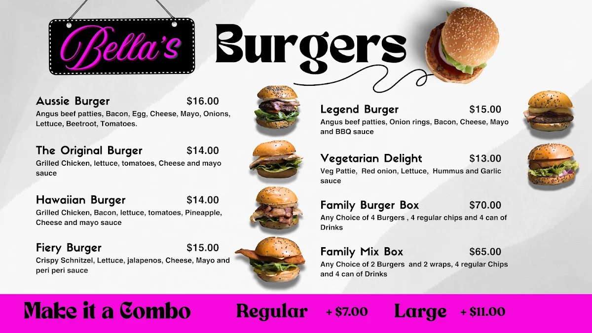 Menu, Bella's Chargrill Chicken