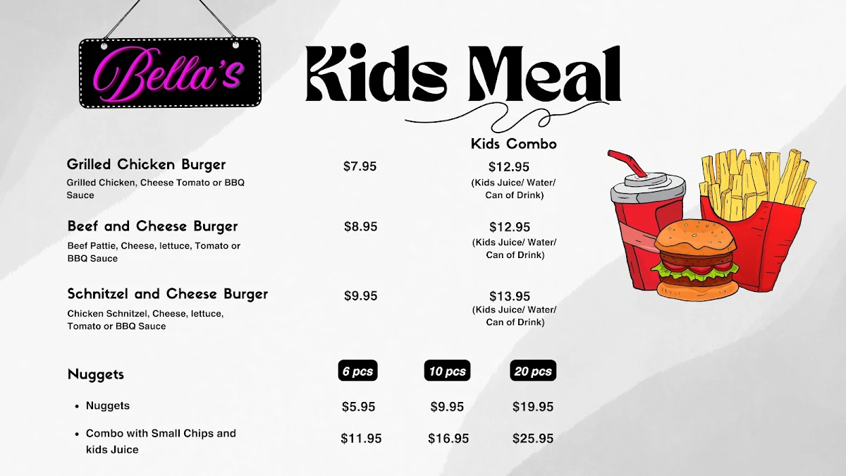 Menu, Bella's Chargrill Chicken