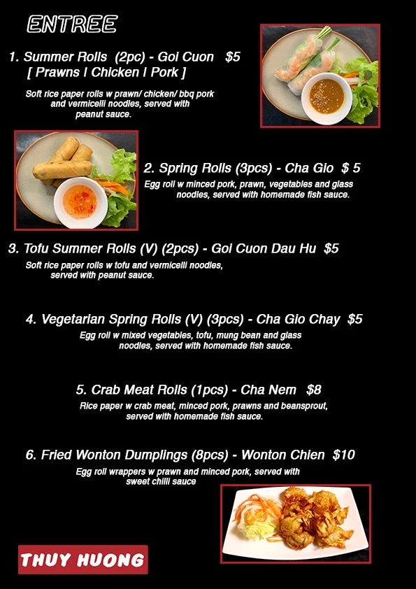 Menu, Thuy Huong Marrickville