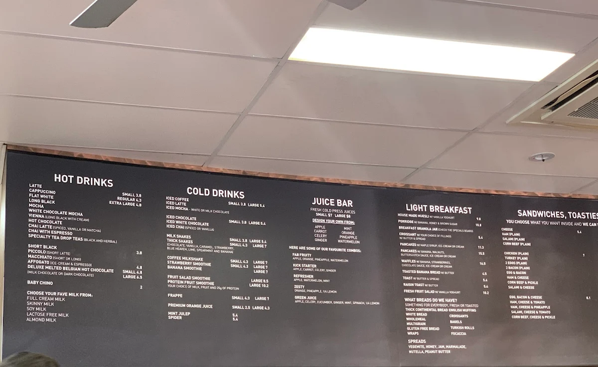 Menu, Coffee Town