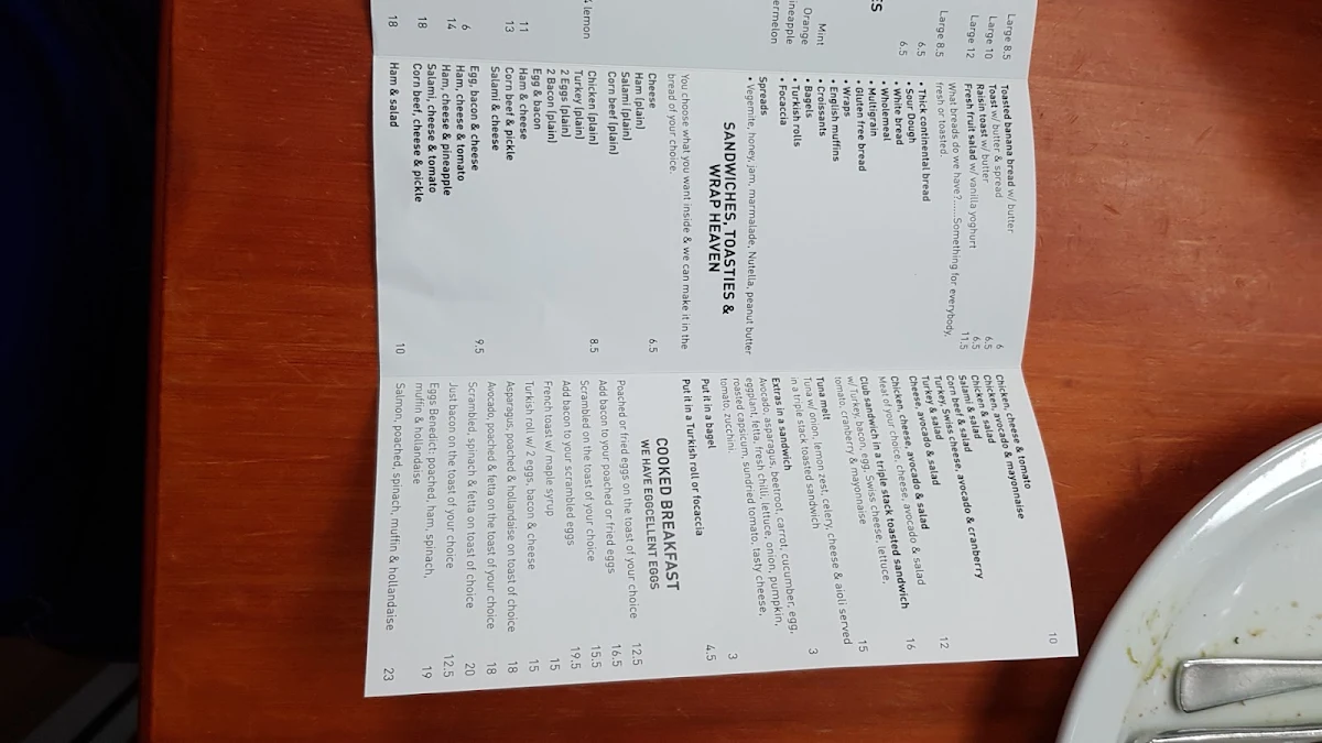 Menu, Coffee Town