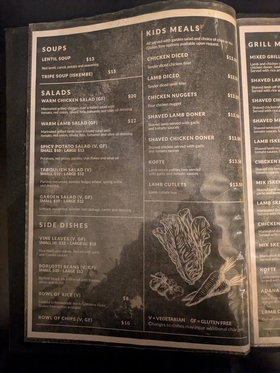 Menu, Antalya Turkish Restaurant
