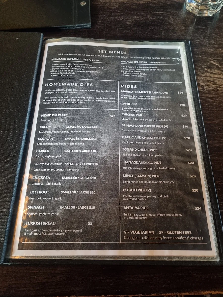 Menu, Antalya Turkish Restaurant