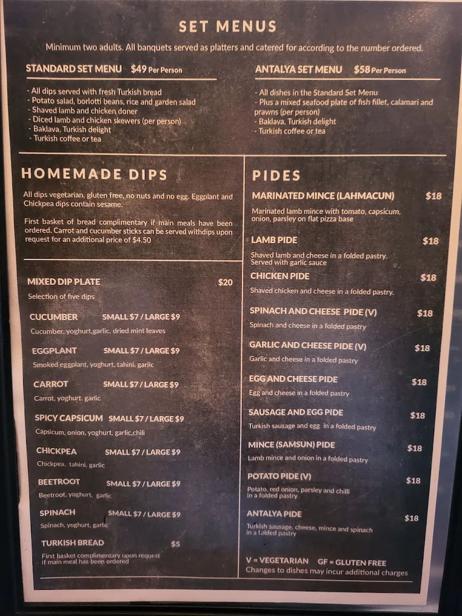 Menu, Antalya Turkish Restaurant
