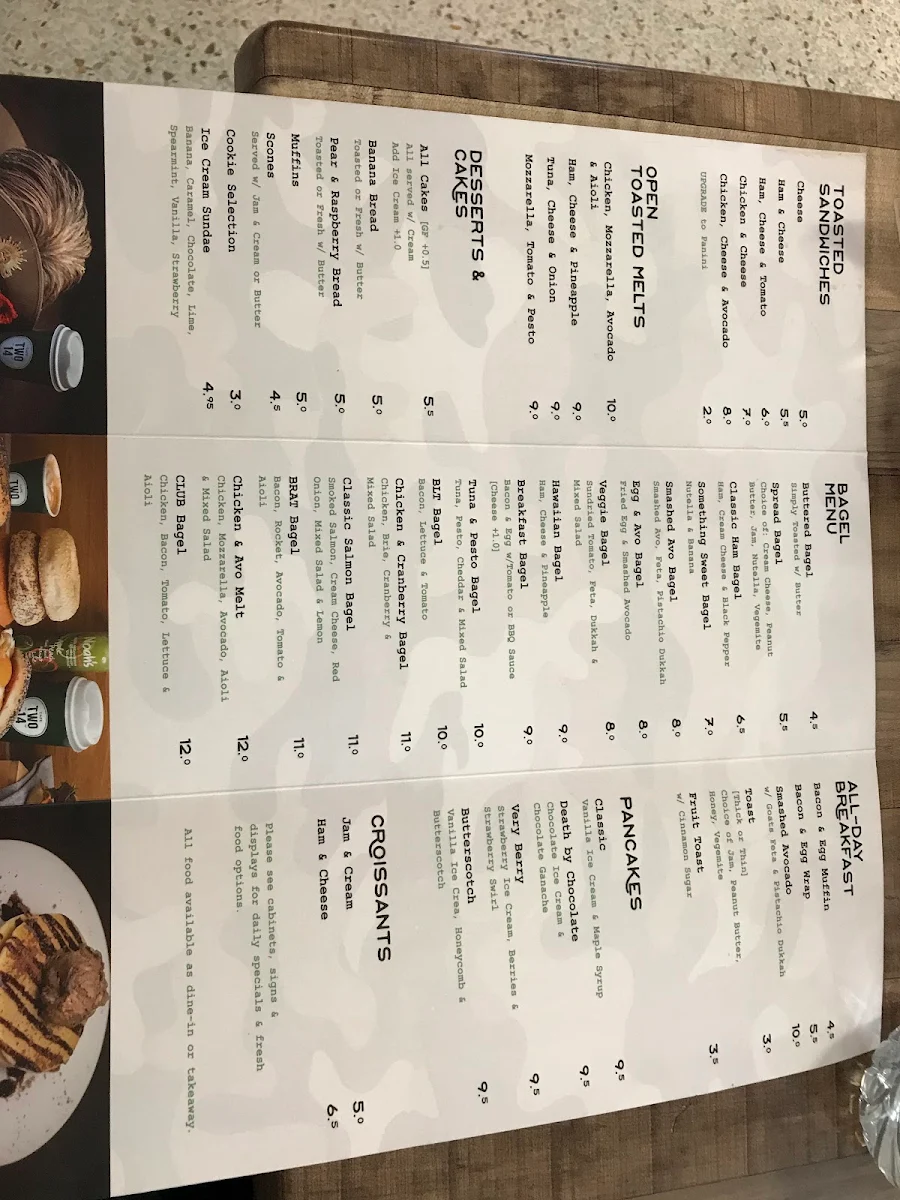 Menu, Cafe Two 14 Chermside