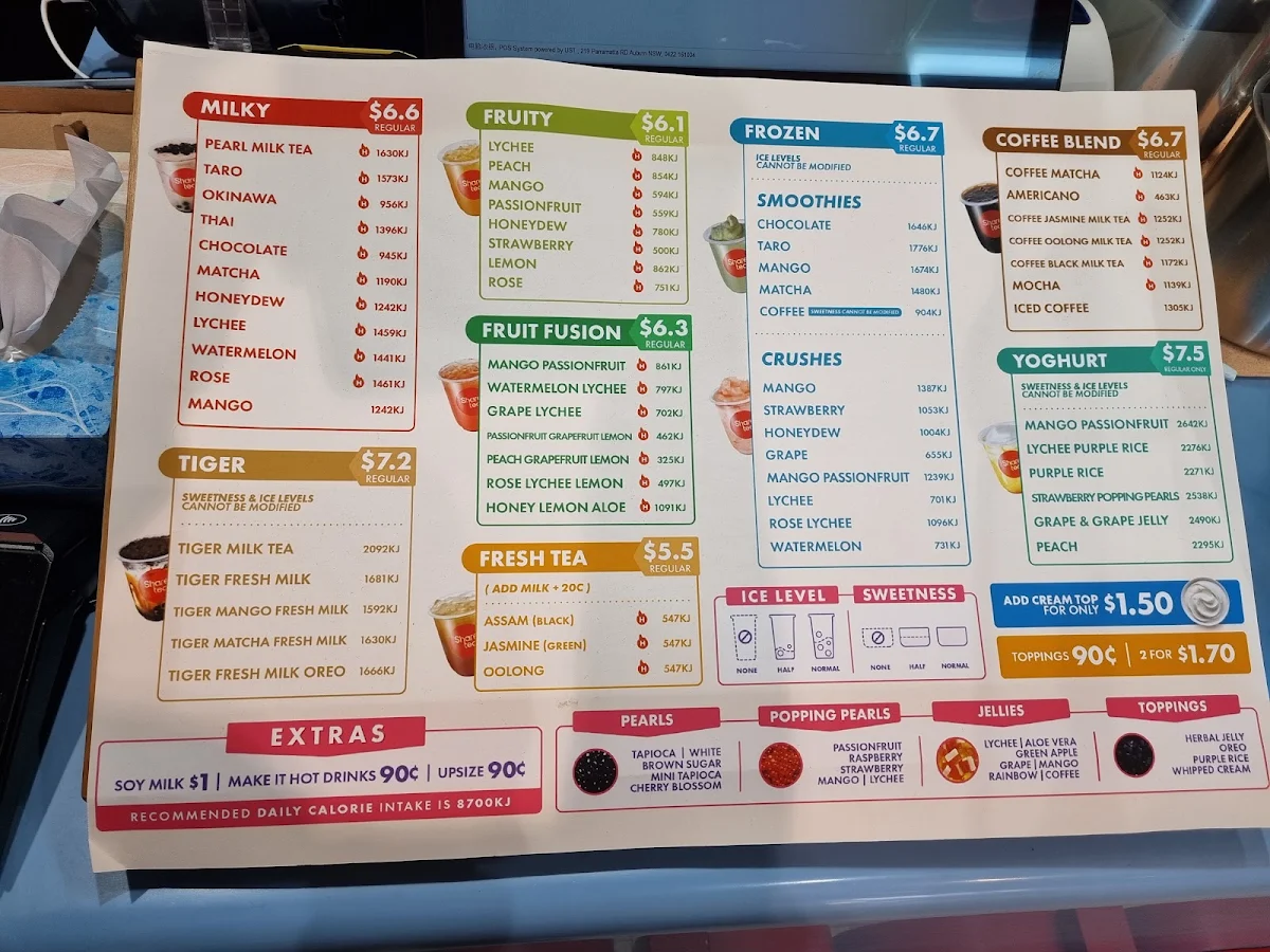 Menu, Sharetea Carnegie “Under New Management”