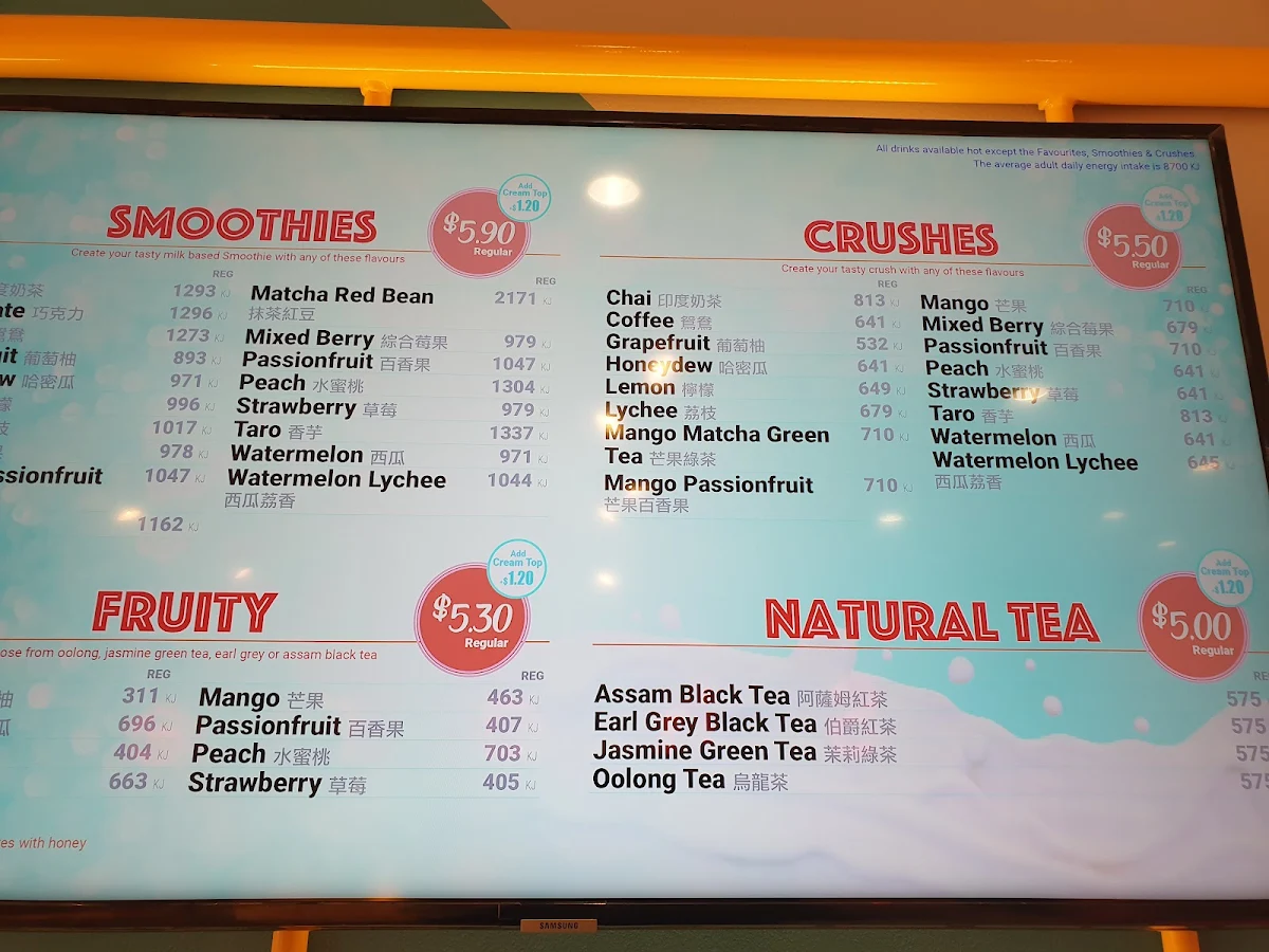 Menu, Sharetea Carnegie “Under New Management”