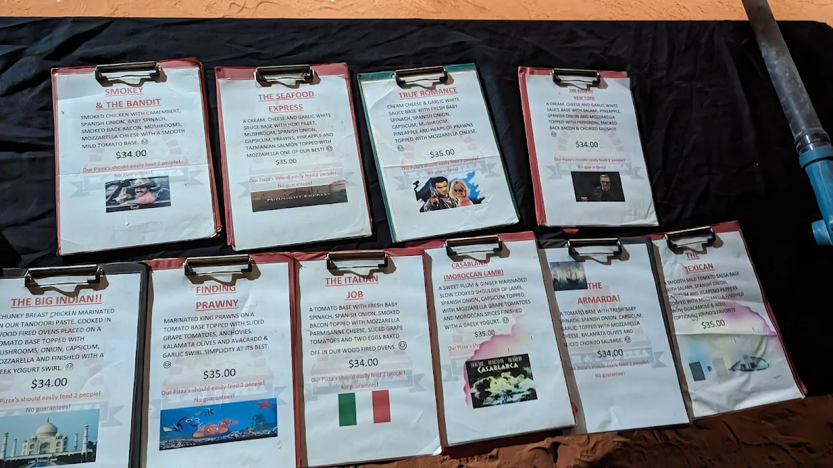 Menu, M&J’s Pizza Base