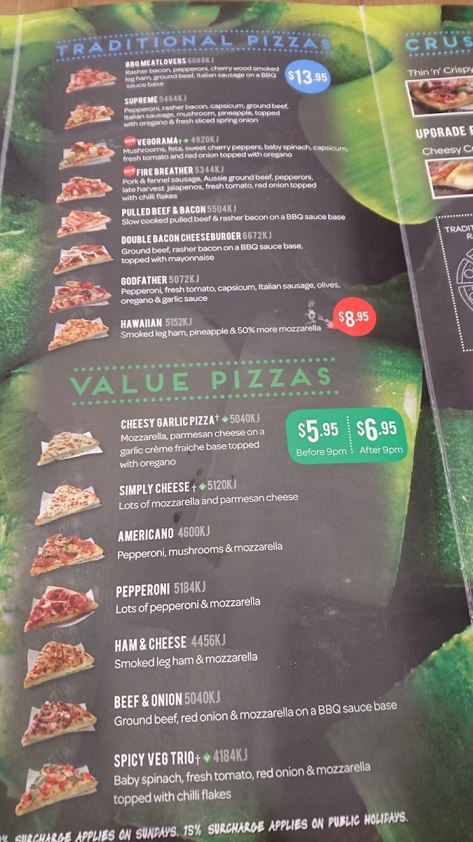Menu, Domino's Pizza Gladesville