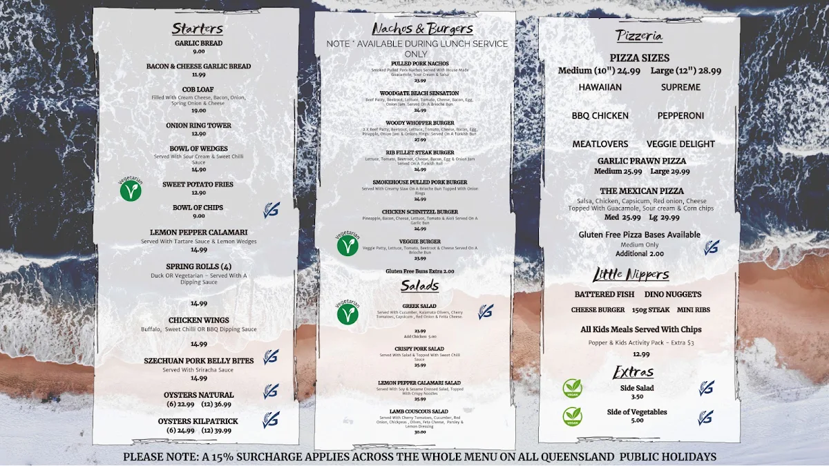 Menu, Woodgate Beach Hotel