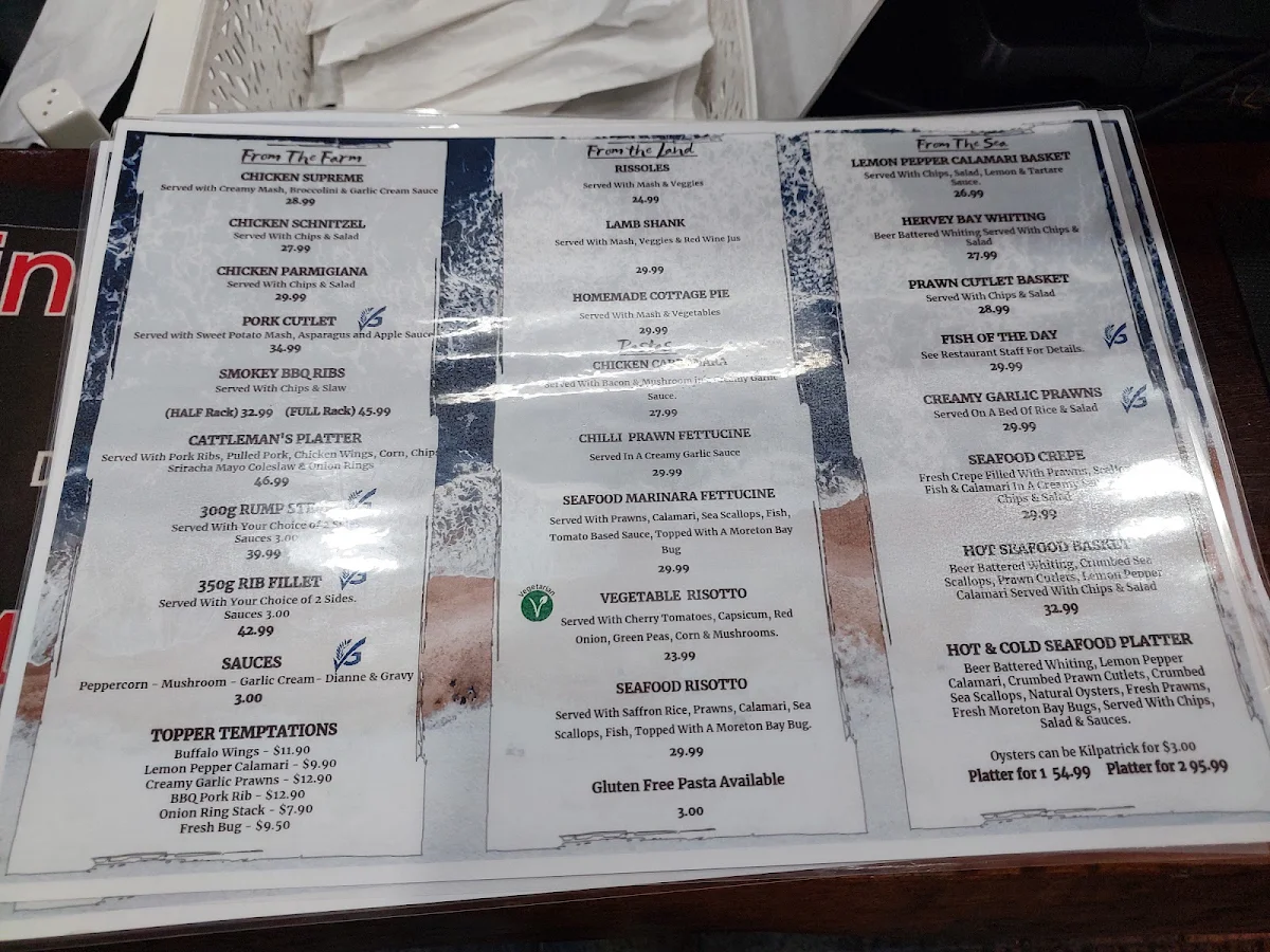 Menu, Woodgate Beach Hotel