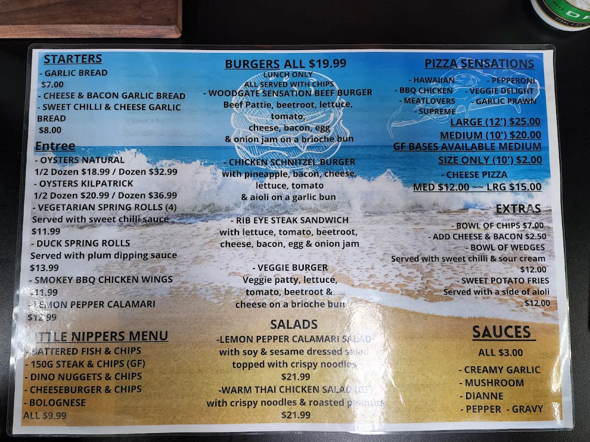 Menu, Woodgate Beach Hotel