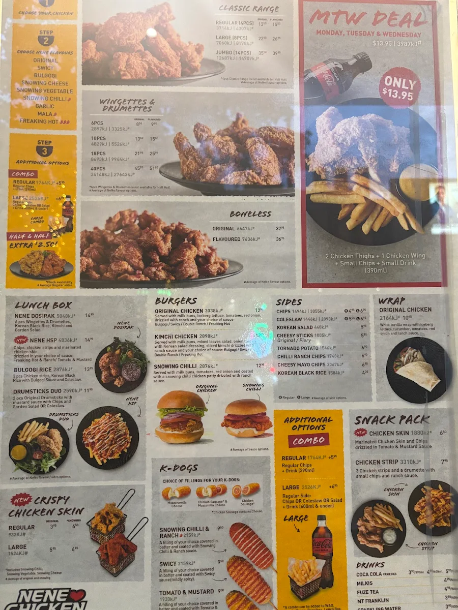 Menu, Nene Chicken Point Cook