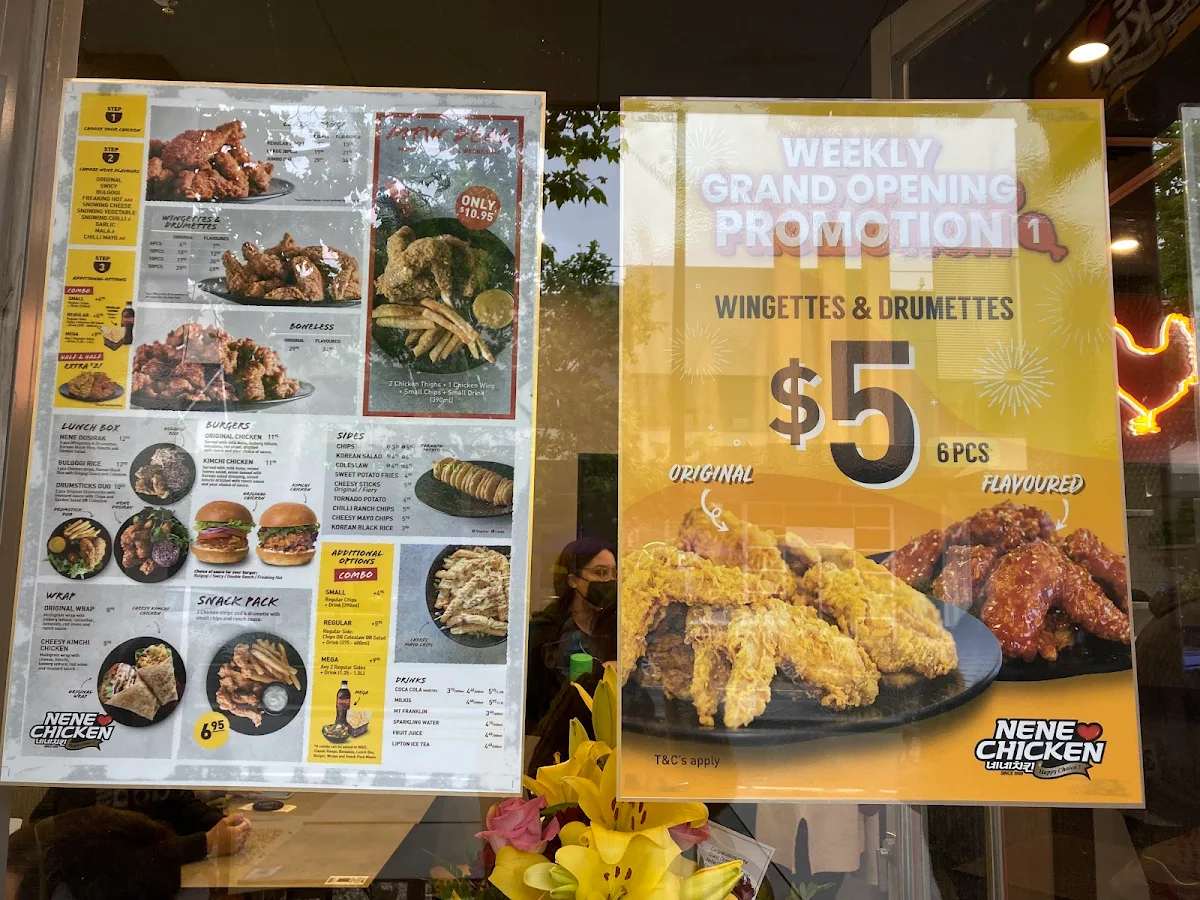 Menu, Nene Chicken Point Cook