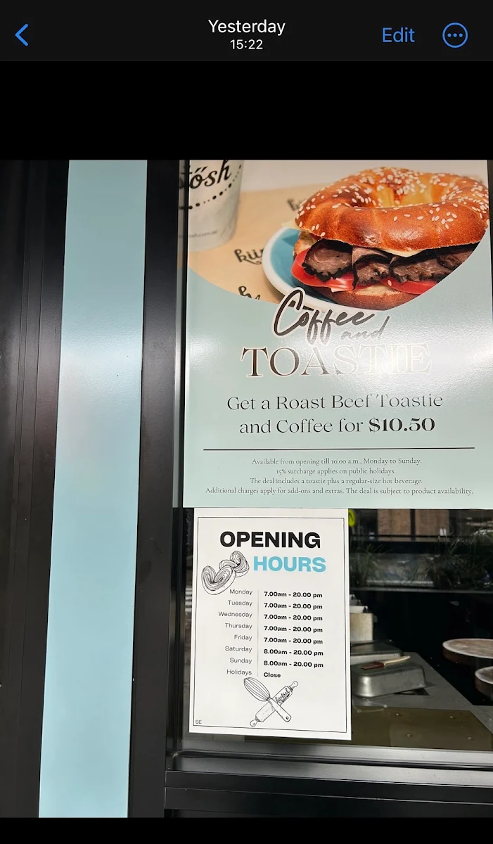 Menu, Kürtősh South Eveleigh
