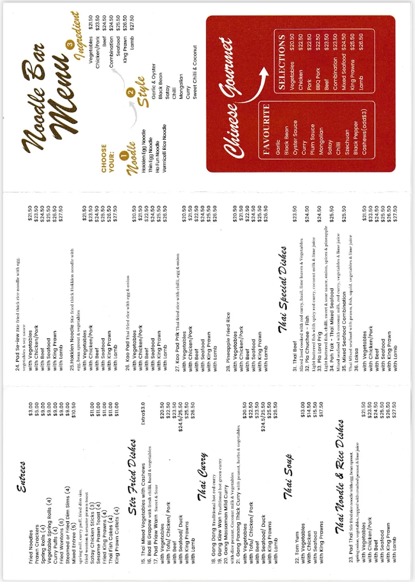 Menu, Greenbank Asian Kitchens