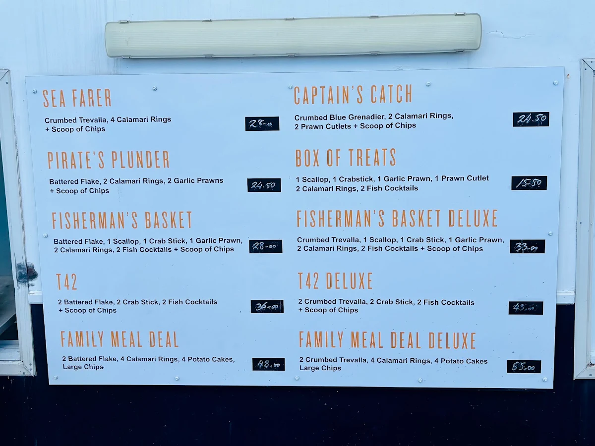 Menu, Flippers Cooked Seafood