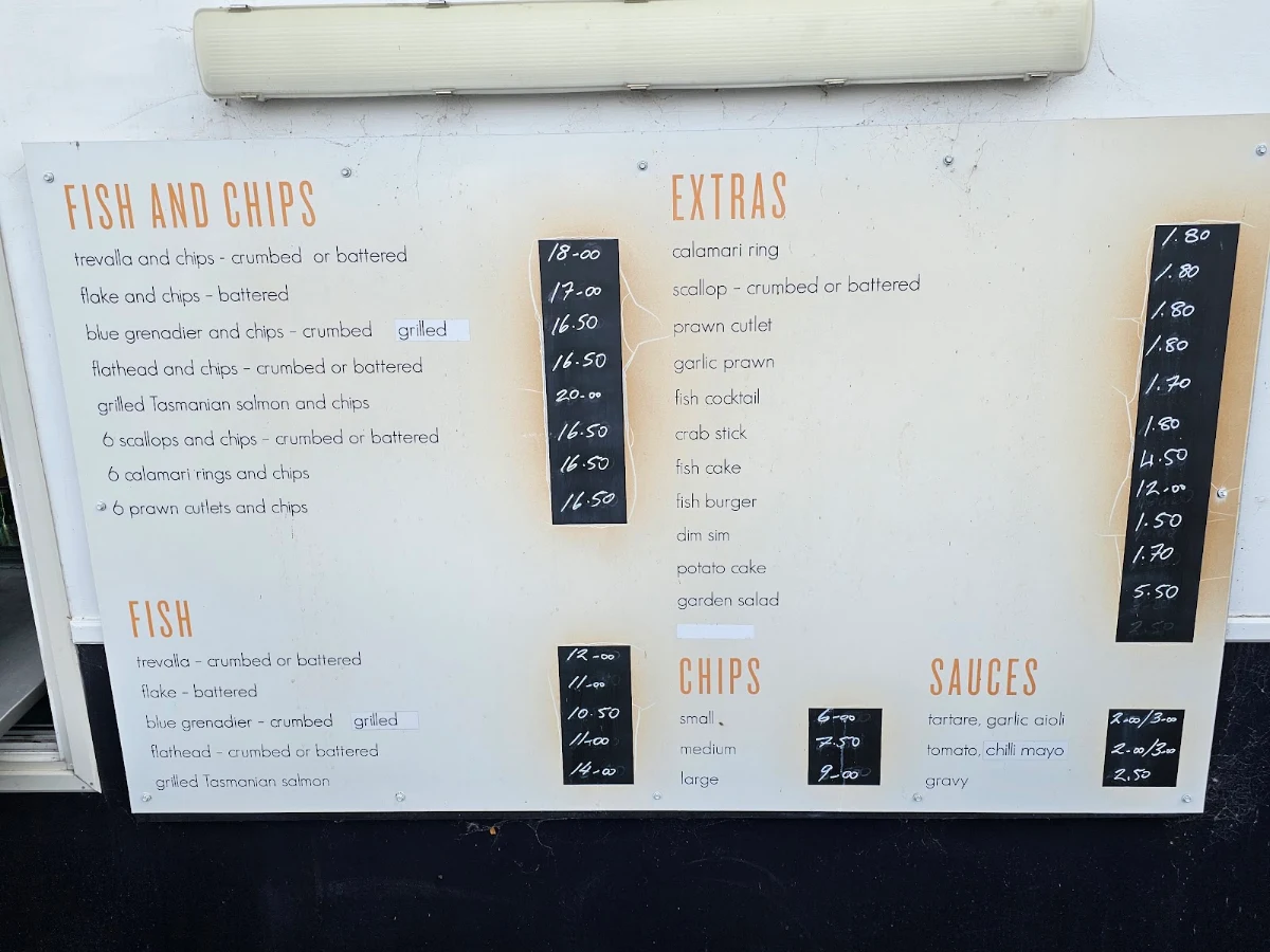 Menu, Flippers Cooked Seafood