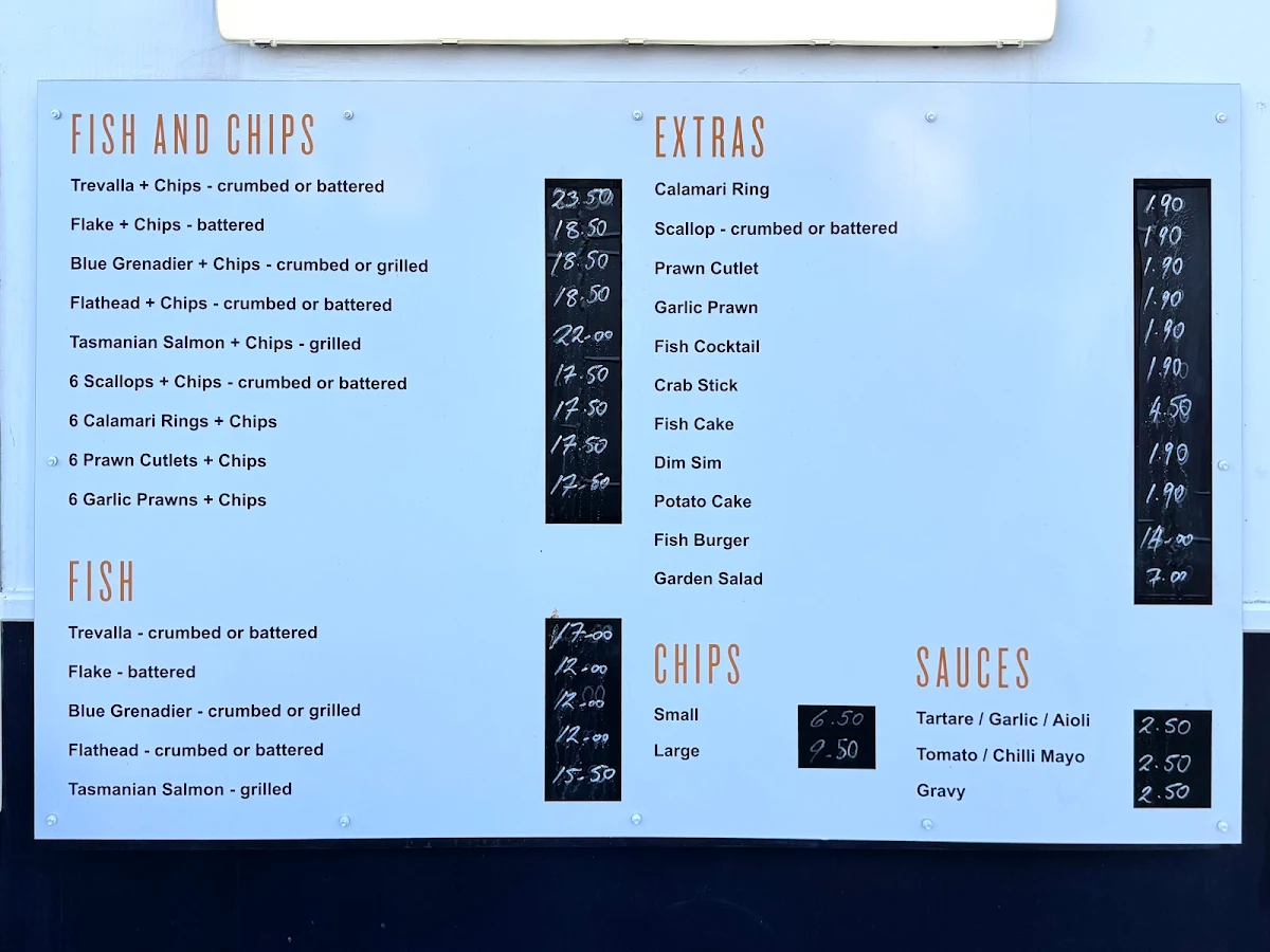 Menu, Flippers Cooked Seafood