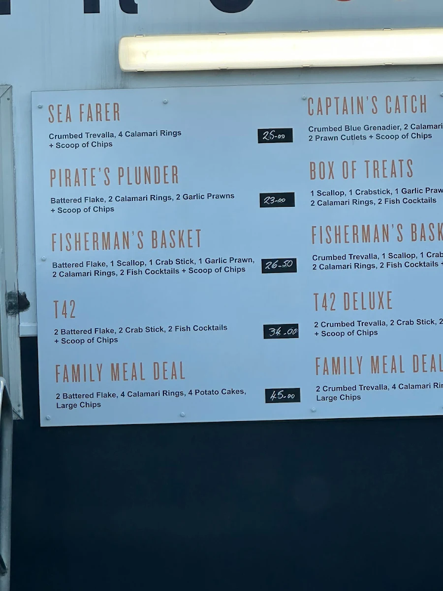 Menu, Flippers Cooked Seafood