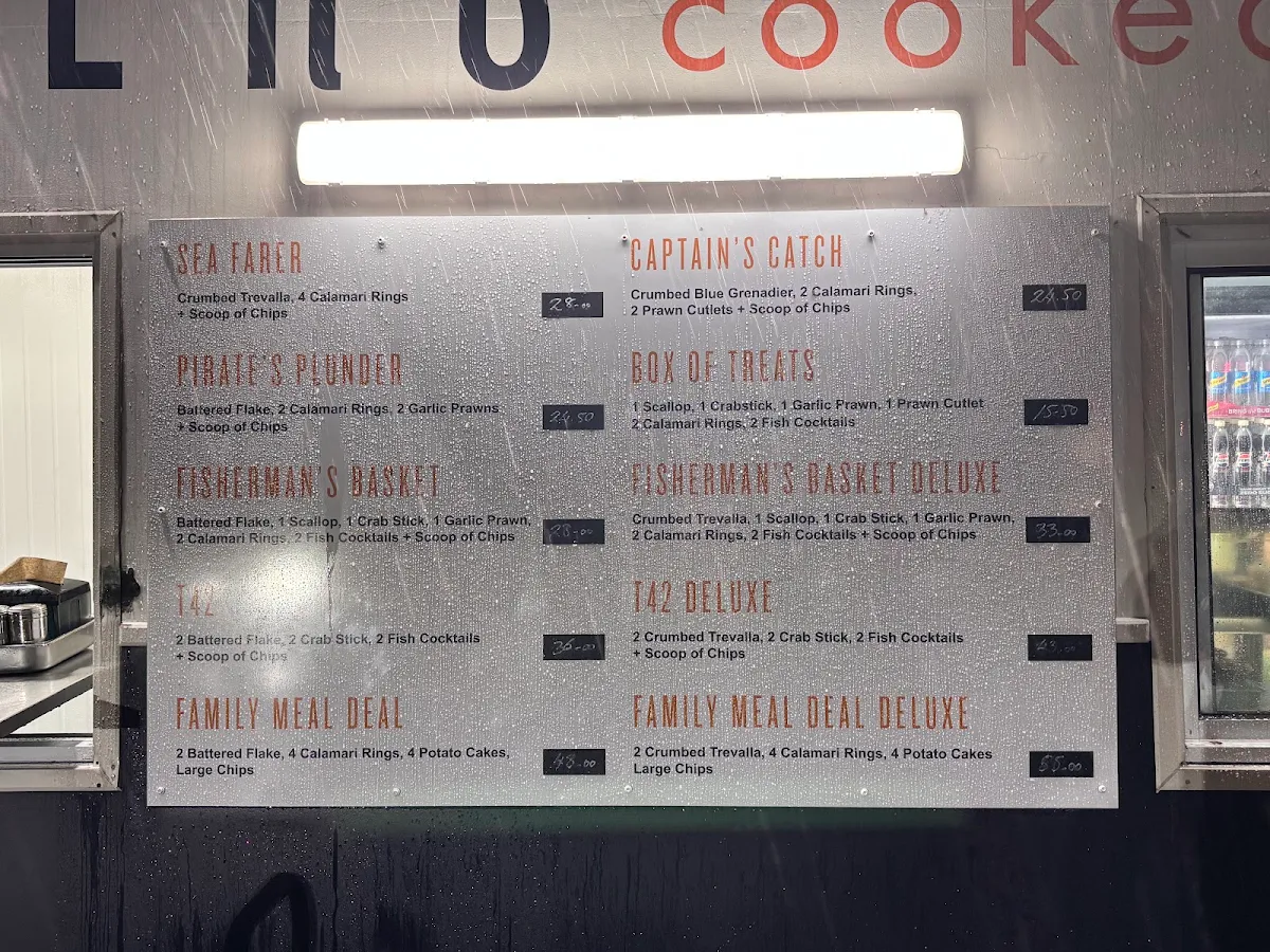 Menu, Flippers Cooked Seafood
