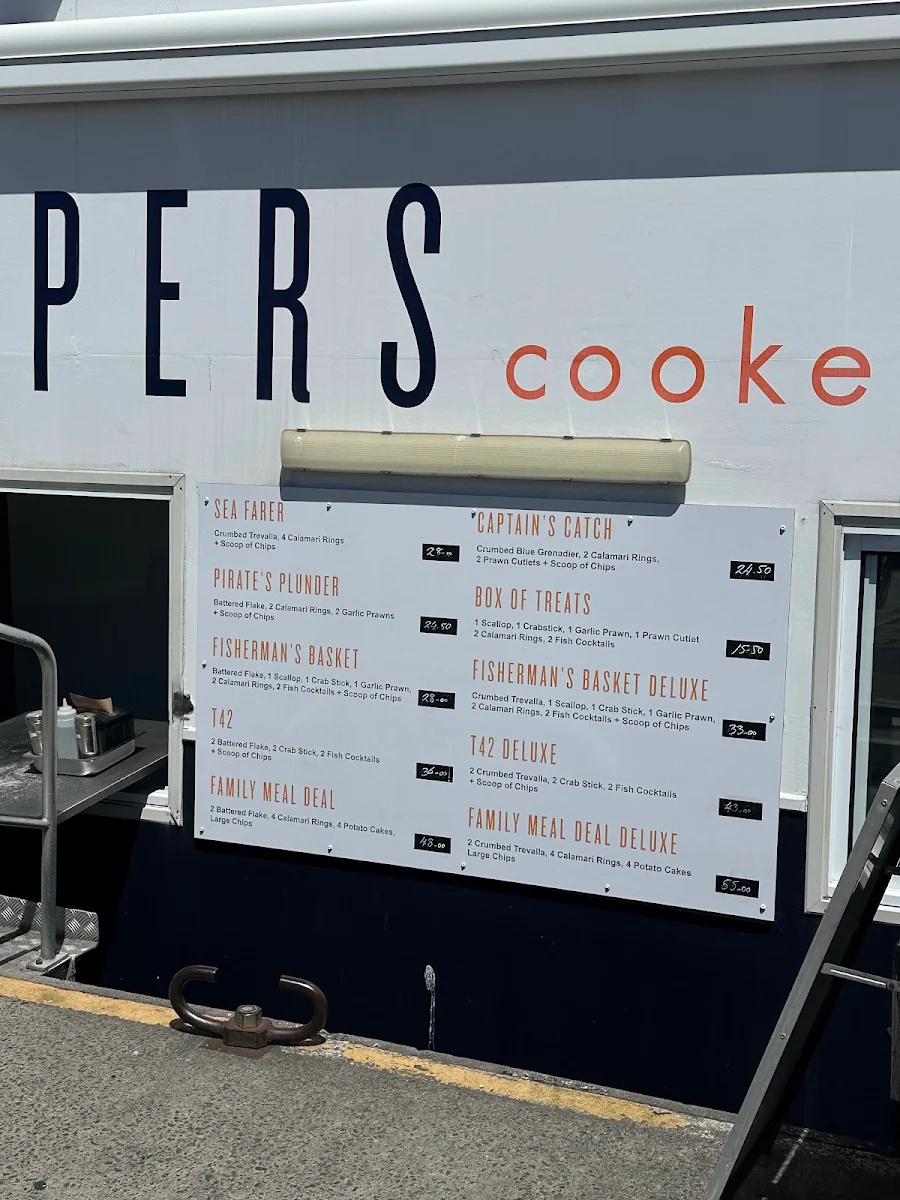 Menu, Flippers Cooked Seafood
