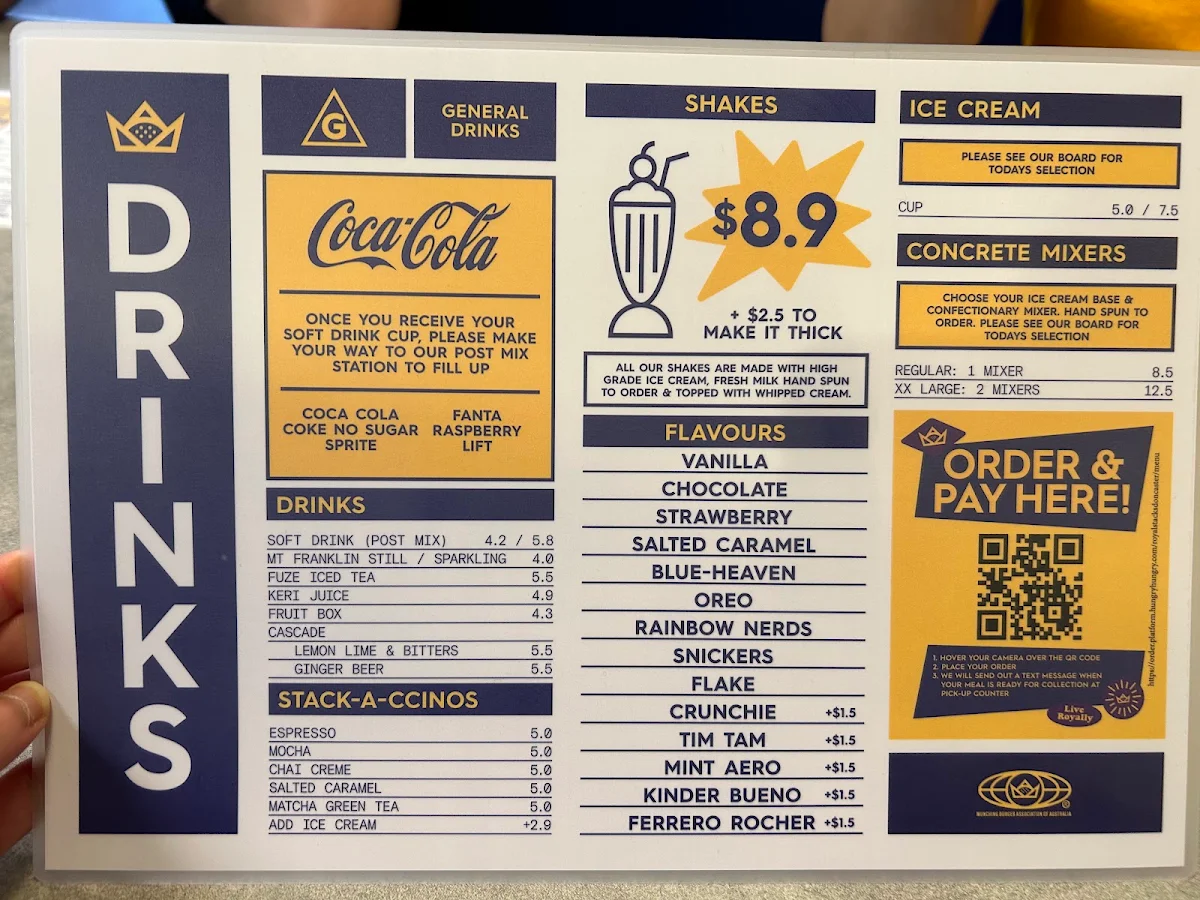 Menu, Royal Stacks Doncaster