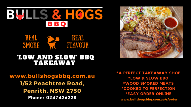 Menu, BULLS & HOGS BBQ