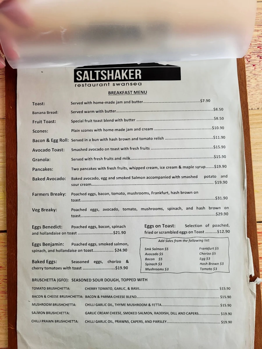 Menu, Seashell Bakery & Pizzaria