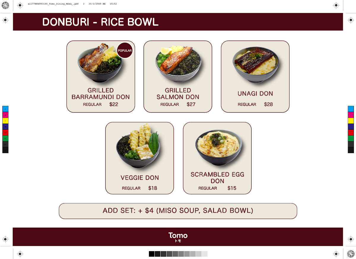 Menu, Tomo Donburi