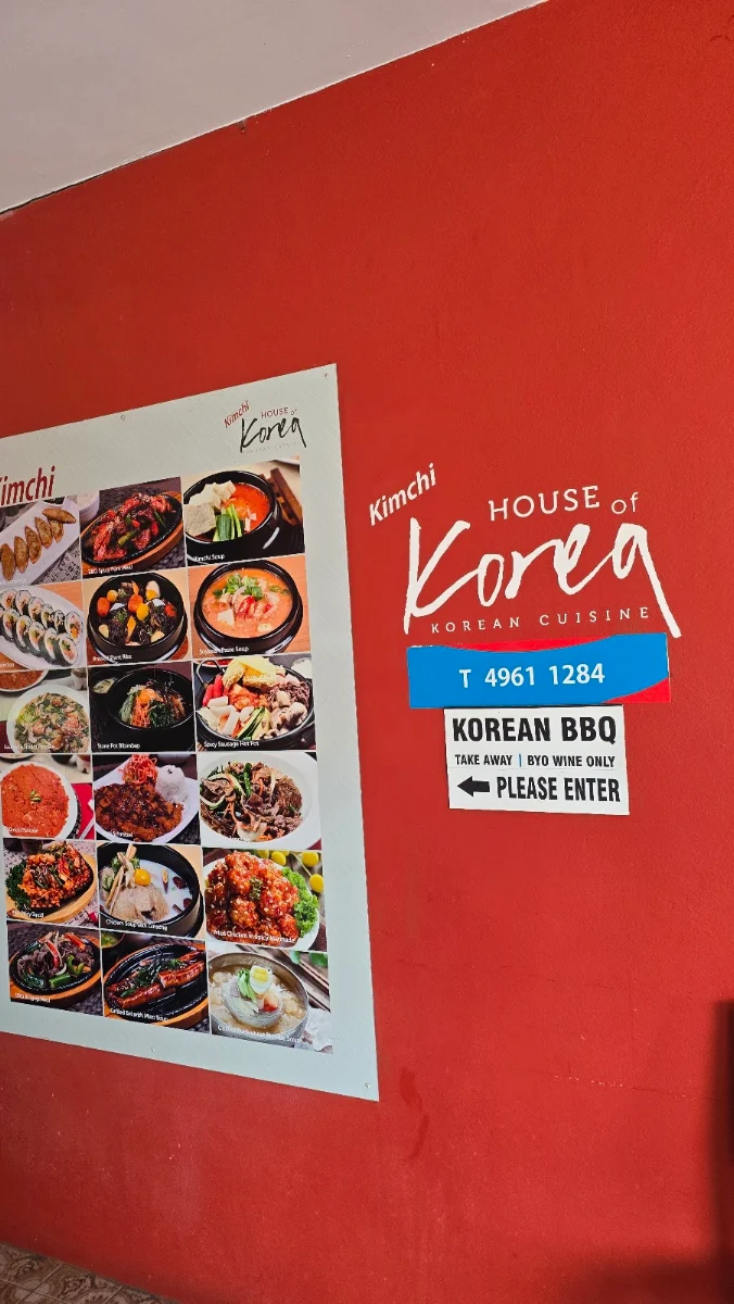 Menu, Kimchi House of Korea