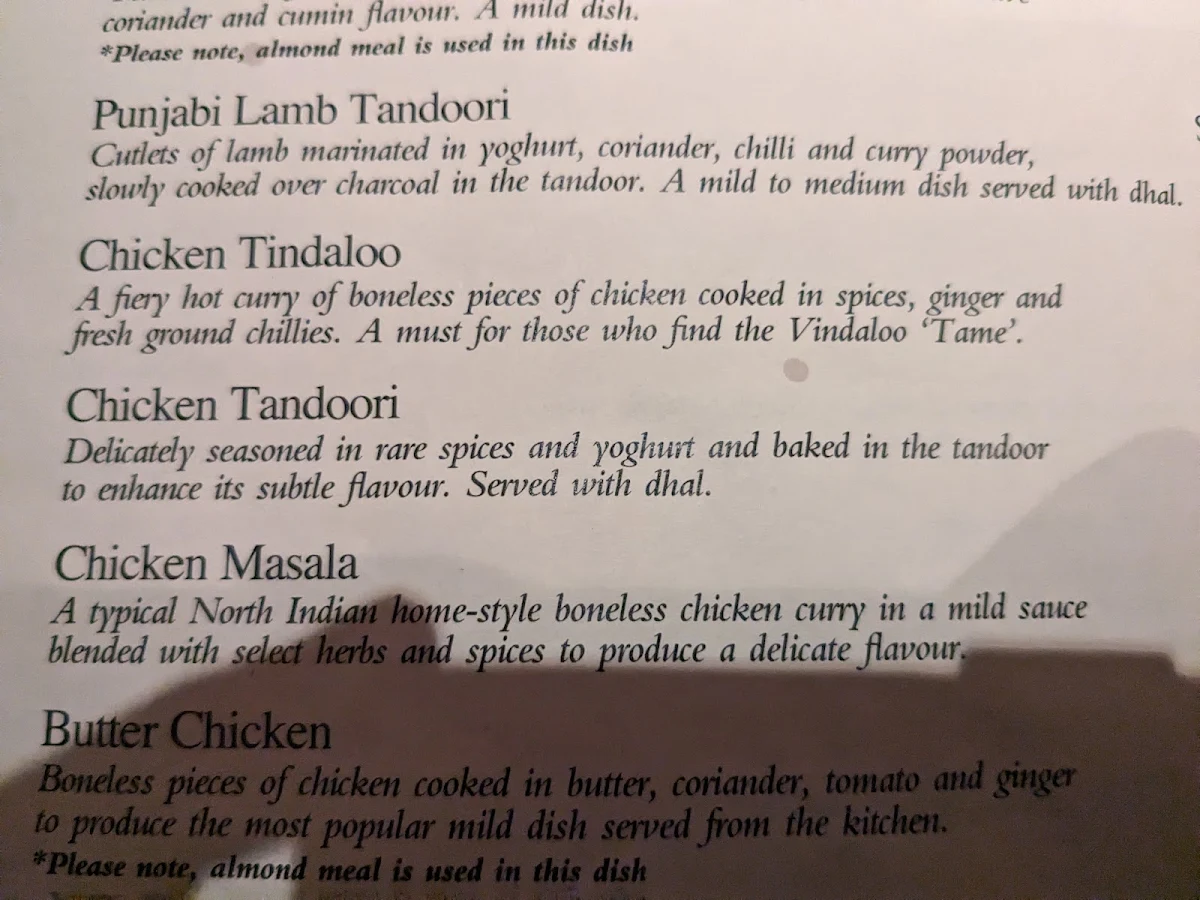 Menu, Jasmine Al Sham