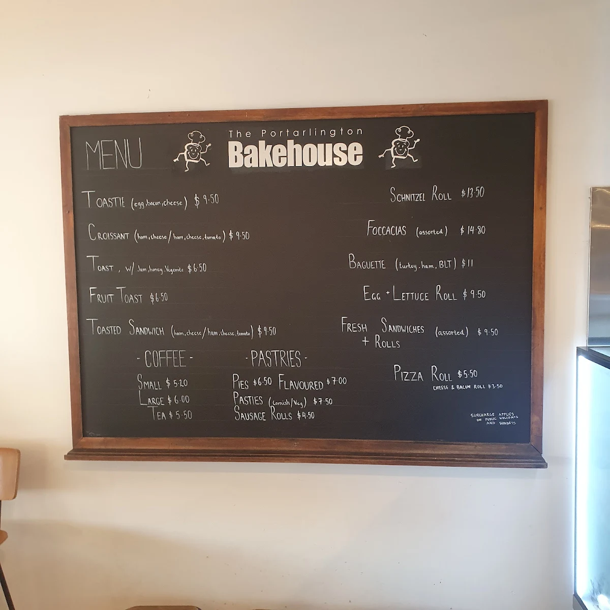Menu, The Portarlington Bakehouse