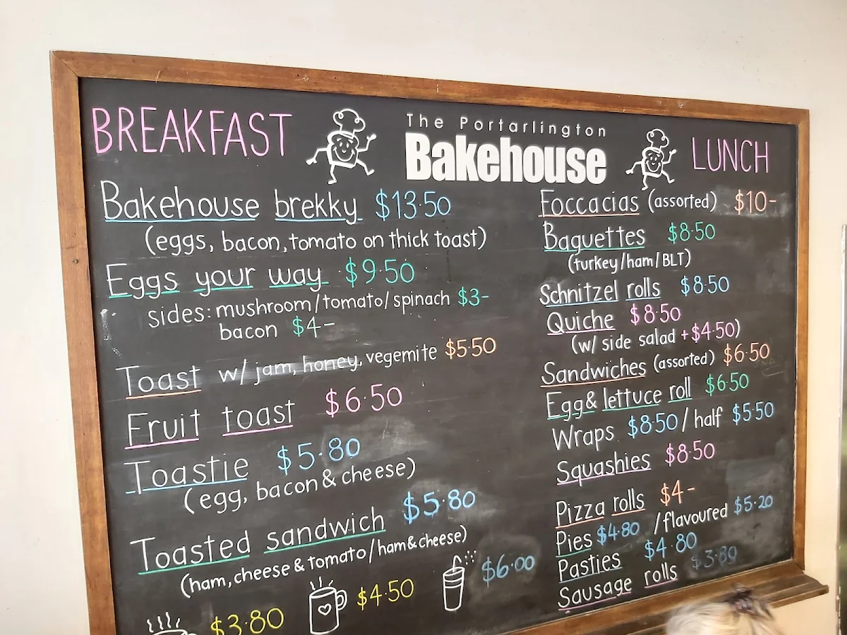 Menu, The Portarlington Bakehouse