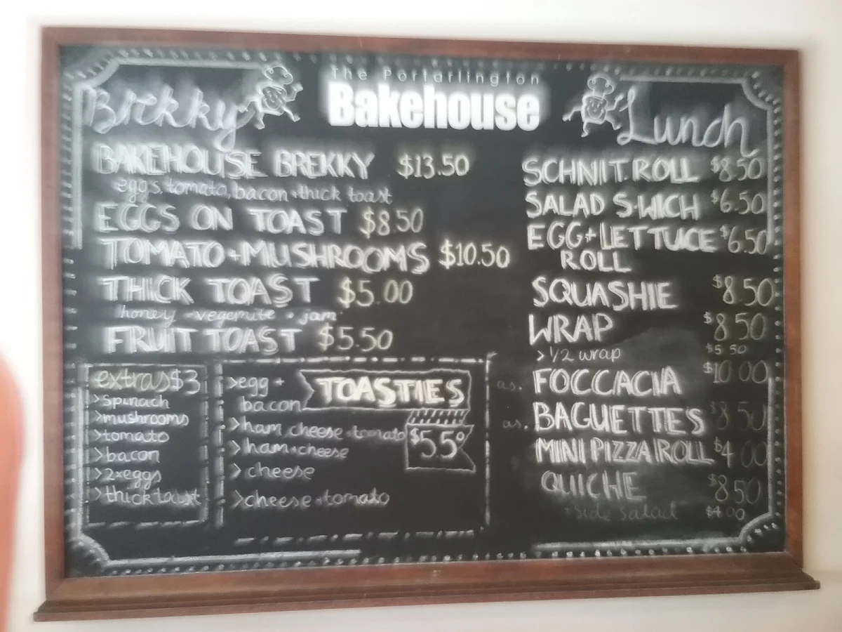 Menu, The Portarlington Bakehouse