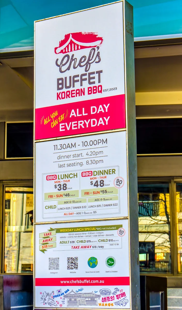 Menu, Chefs Buffet Penrith (Korean BBQ)