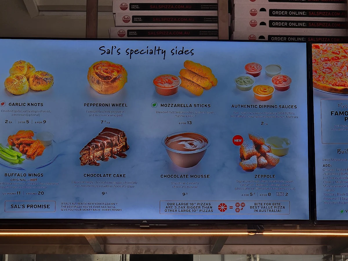 Menu, Sal's Authentic New York Pizza - York St