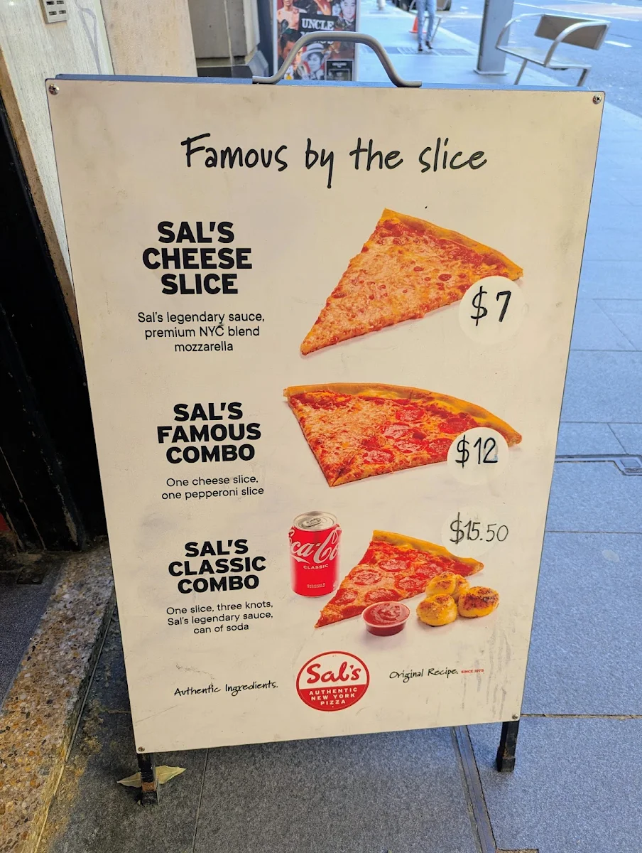 Menu, Sal's Authentic New York Pizza - York St