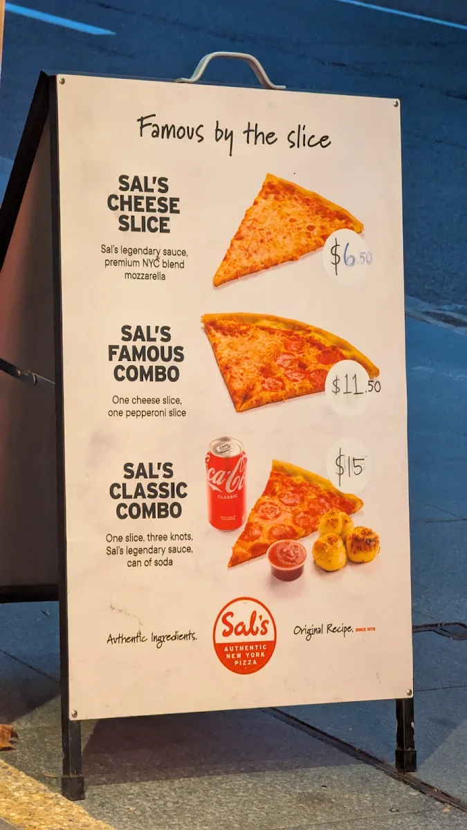 Menu, Sal's Authentic New York Pizza - York St