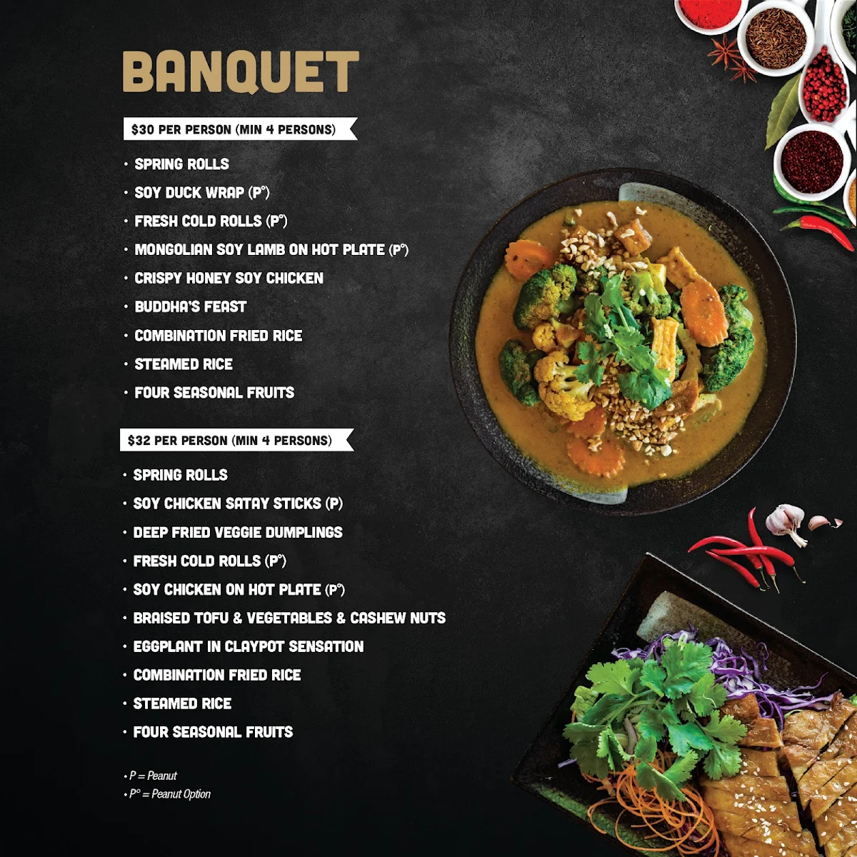 Menu, Au Lac Woden Vegan Cuisine