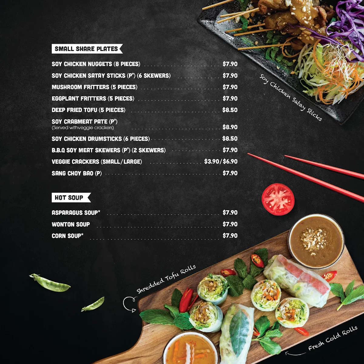 Menu, Au Lac Woden Vegan Cuisine
